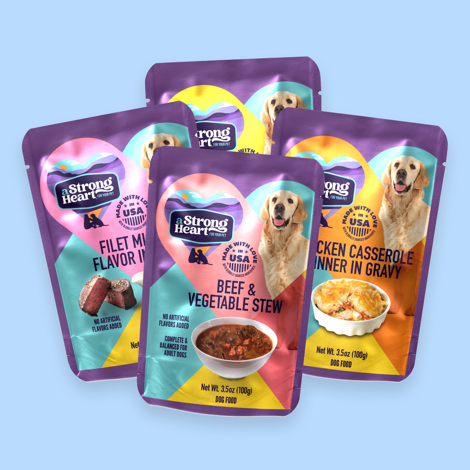 Wet Dog Food 3.5oz Pouches A Strong Heart